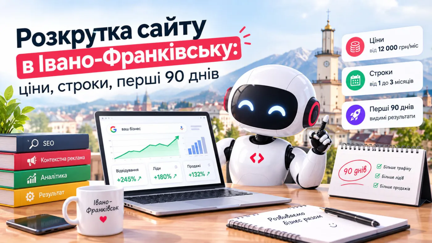 Розкрутка сайту в Івано-Франківську: ціни, строки й результати перших 90 днів