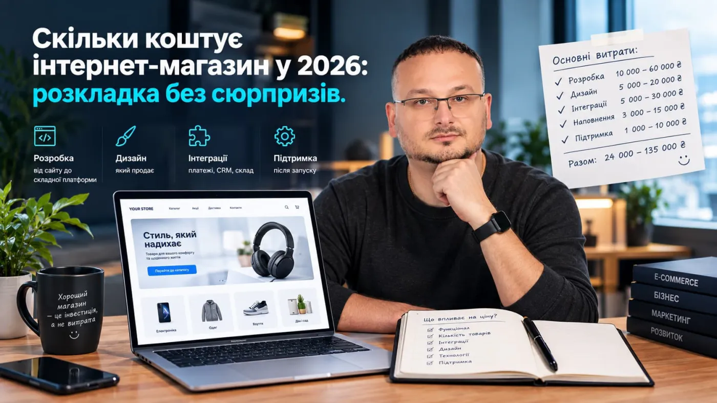Скільки коштує інтернет-магазин у 2026 році: розкладка витрат на розробку, дизайн, інтеграції та підтримку