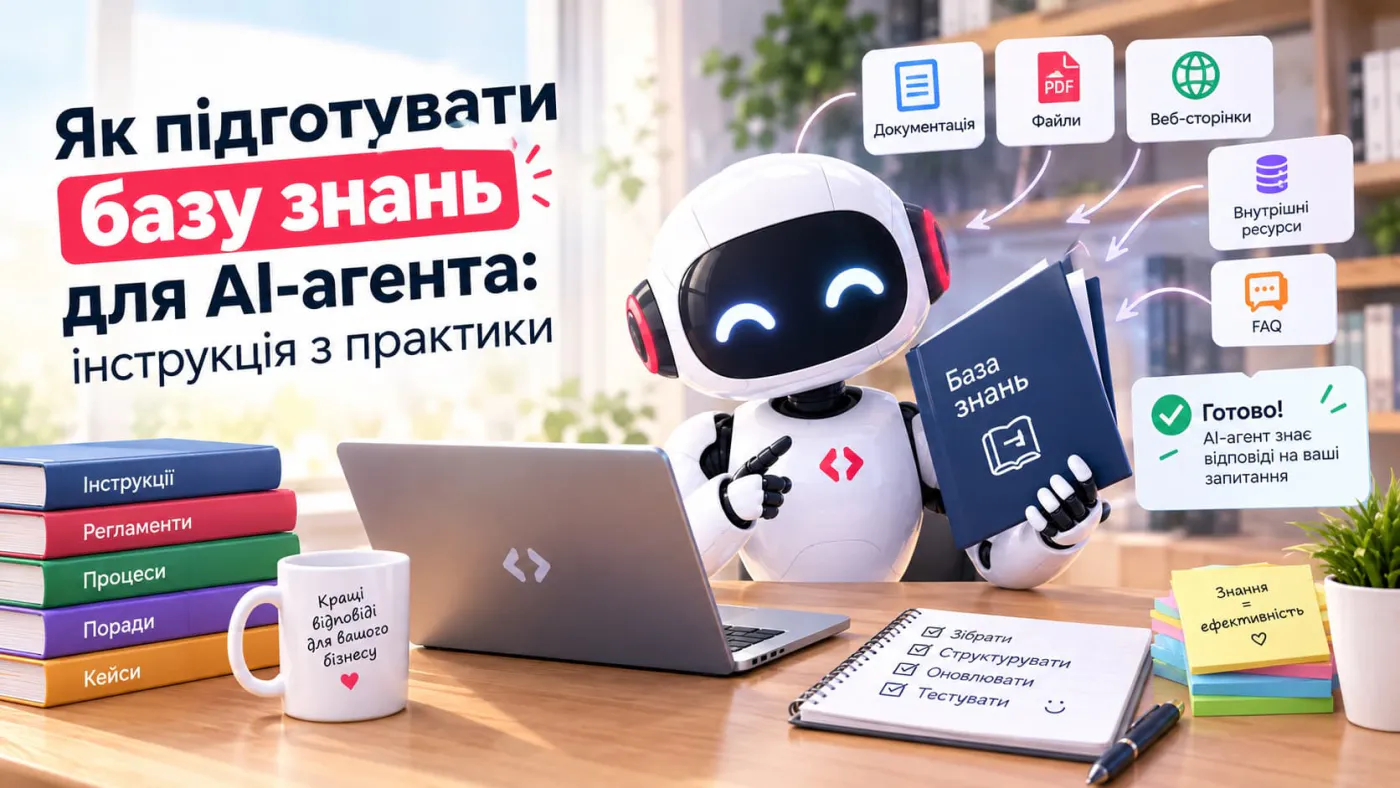Як підготувати базу знань для AI-агента: документи, файли, веб-сторінки та FAQ як джерела відповідей